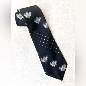 Vintage Tiffany Collection by Excello men’s tie, black w/crested embroidery